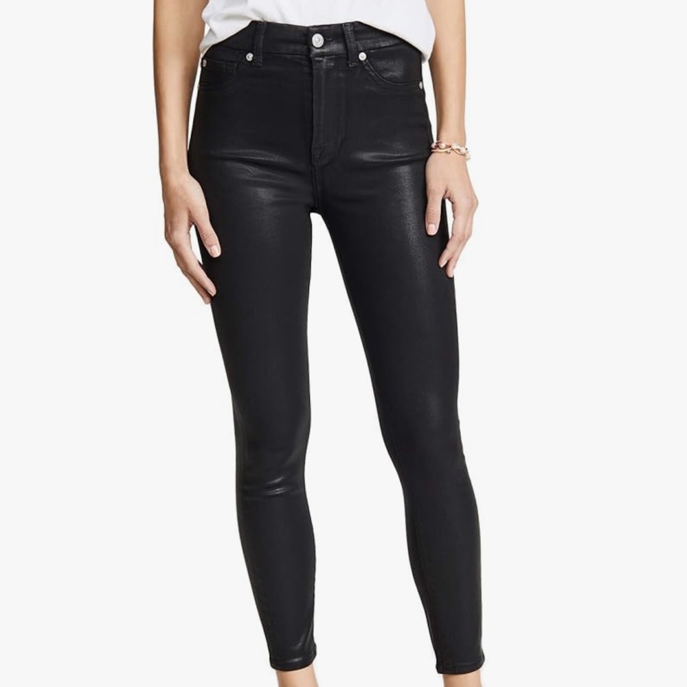 7 For All Mankind Coated B(air) High Waist Ankle Skinny with Faux Pockets NWT